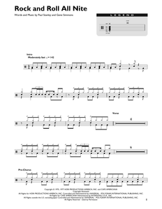 Rock and Roll All Nite - Kiss - Full Drum Transcription / Drum Sheet Music - SheetMusicDirect DT426908