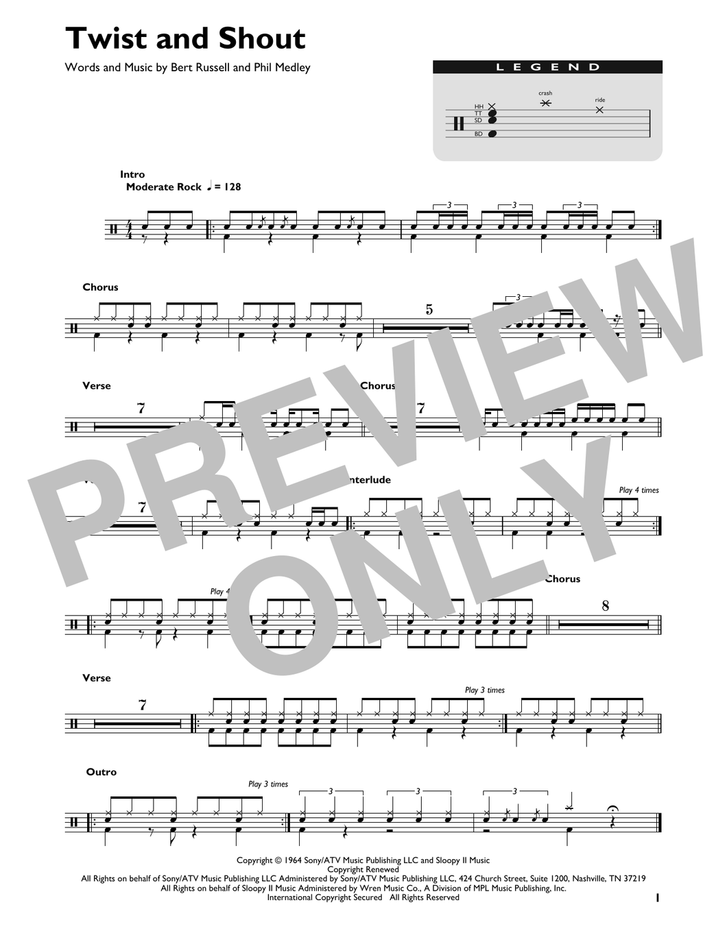 Twist and Shout - The Beatles - Full Drum Transcription / Drum Sheet Music - SheetMusicDirect DT426904
