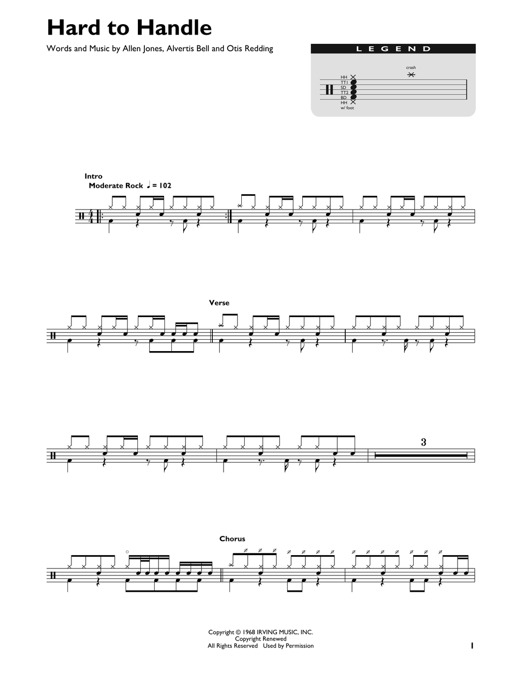 Hard to Handle - The Black Crowes - Full Drum Transcription / Drum Sheet Music - SheetMusicDirect DT