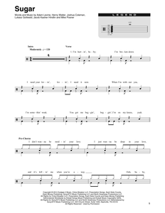 Sugar - Maroon 5 - Full Drum Transcription / Drum Sheet Music - SheetMusicDirect DT