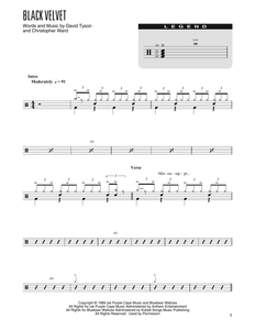 Black Velvet - Alannah Myles - Simplified Drum Transcription / Drum Sheet Music - SheetMusicDirect DT