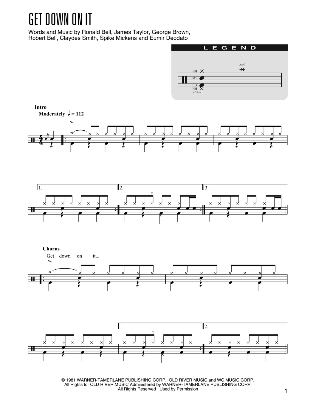 Get Down on It (arr. Kennan Wylie) - Kool & The Gang - Full Drum Transcription / Drum Sheet Music - SheetMusicDirect DT