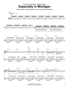 Especially in Michigan - Red Hot Chili Peppers - Full Drum Transcription / Drum Sheet Music - SheetMusicDirect DT