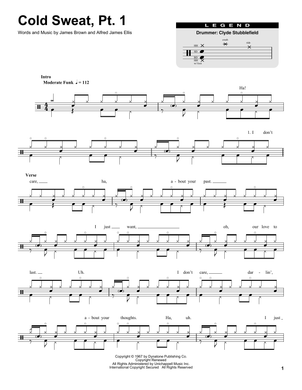 Cold Sweat, Pt. 1 - James Brown - Full Drum Transcription / Drum Sheet Music - SheetMusicDirect DT174656