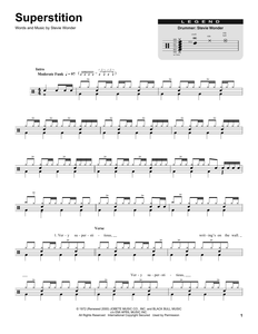 Superstition - Stevie Wonder - Full Drum Transcription / Drum Sheet Music - SheetMusicDirect DT174643