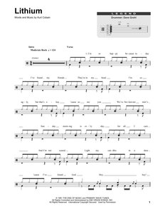 Lithium - Nirvana - Full Drum Transcription / Drum Sheet Music - SheetMusicDirect D