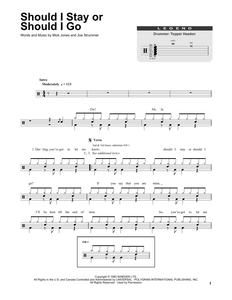 Should I Stay or Should I Go - The Clash - Full Drum Transcription / Drum Sheet Music - SheetMusicDirect DT175153