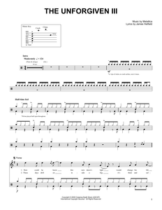 The Unforgiven III - Metallica - Full Drum Transcription / Drum Sheet Music - SheetMusicDirect DT