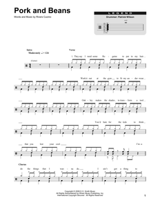 Pork and Beans - Weezer - Full Drum Transcription / Drum Sheet Music - SheetMusicDirect DT