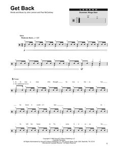 Get Back - The Beatles - Full Drum Transcription / Drum Sheet Music - SheetMusicDirect DT175033