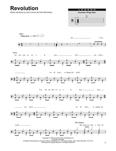 Revolution - The Beatles - Full Drum Transcription / Drum Sheet Music - SheetMusicDirect DT