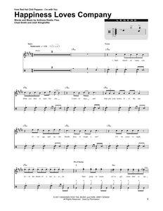 Happiness Loves Company - Red Hot Chili Peppers - Full Drum Transcription / Drum Sheet Music - SheetMusicDirect DT
