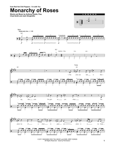 Monarchy of Roses - Red Hot Chili Peppers - Full Drum Transcription / Drum Sheet Music - SheetMusicDirect DT