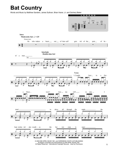 Bat Country - Avenged Sevenfold - Full Drum Transcription / Drum Sheet Music - SheetMusicDirect DT