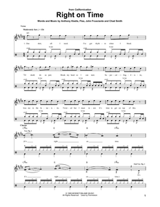 Right on Time - Red Hot Chili Peppers - Full Drum Transcription / Drum Sheet Music - SheetMusicDirect DT