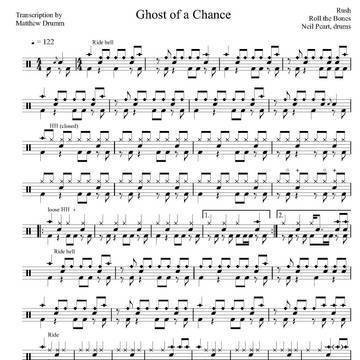 Ghost of a Chance - Rush - Collection of Drum Transcriptions / Drum Sheet Music - Drumm Transcriptions