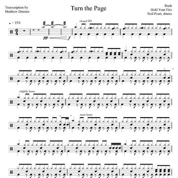 Turn the Page - Rush - Full Drum Transcription / Drum Sheet Music - Drumm Transcriptions