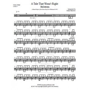 A Tale That Wasn't Right - Helloween - Full Drum Transcription / Drum Sheet Music - DrumScoreWorld.com