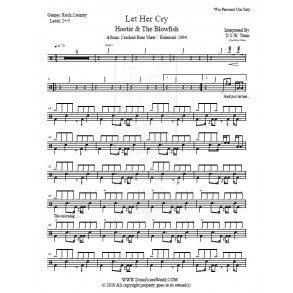 Let Her Cry - Hootie & The Blowfish - Full Drum Transcription / Drum Sheet Music - DrumScoreWorld.com