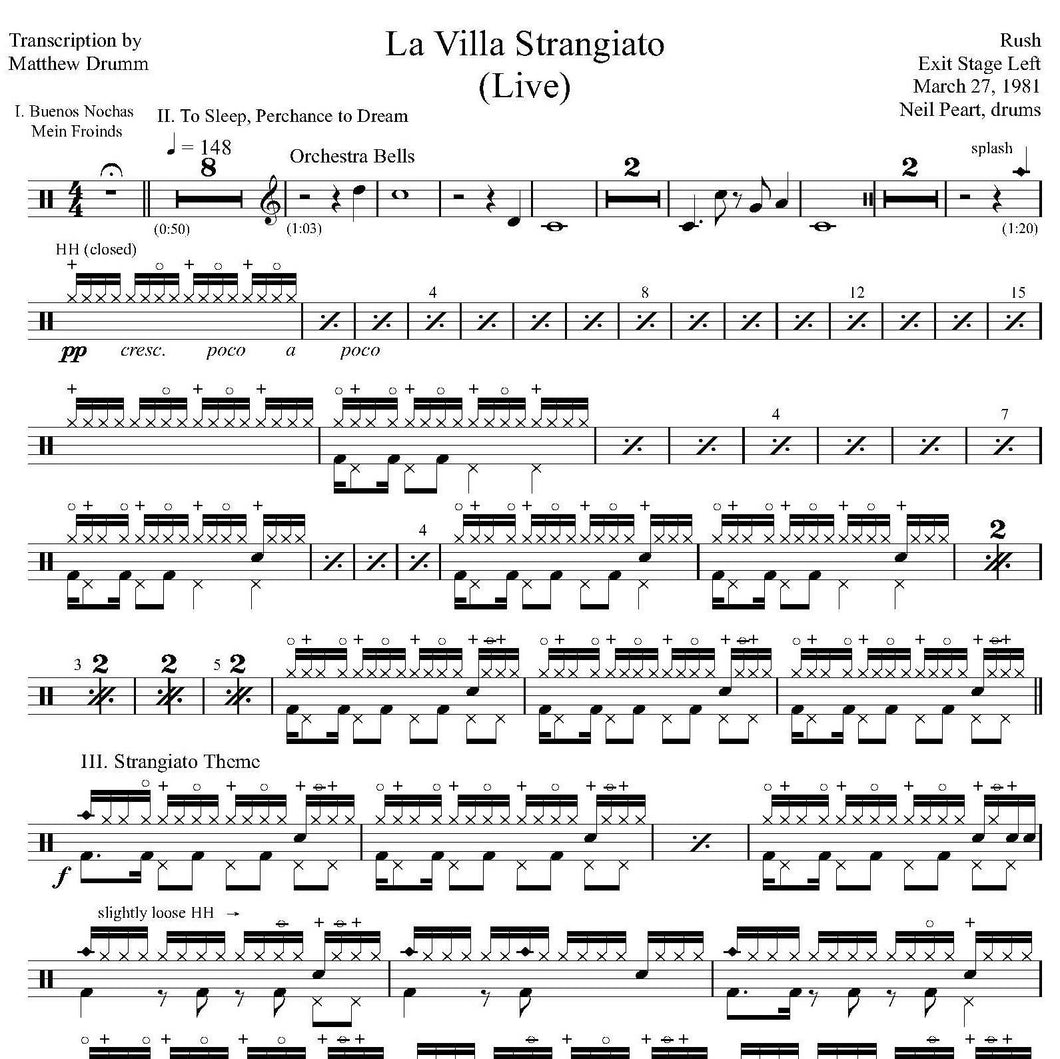 La Villa Strangiato (Live in Montreal 1981 on Moving Pictures Tour from Exit...Stage Left) - Rush - Full Drum Transcription / Drum Sheet Music - Drumm Transcriptions
