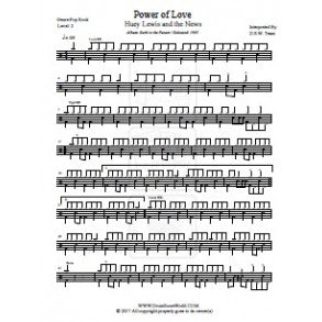 Power of Love - Huey Lewis and the News - Full Drum Transcription / Drum Sheet Music - DrumScoreWorld.com