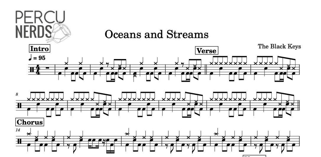 Oceans and Streams - The Black Keys - Full Drum Transcription / Drum Sheet Music - Percunerds Transcriptions