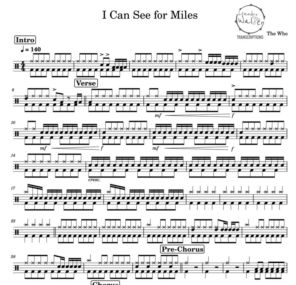 I Can See for Miles - The Who - Full Drum Transcription / Drum Sheet Music - Percunerds Transcriptions