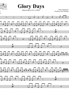 Glory Days - Bruce Springsteen - Full Drum Transcription / Drum Sheet Music - DrumSetSheetMusic.com