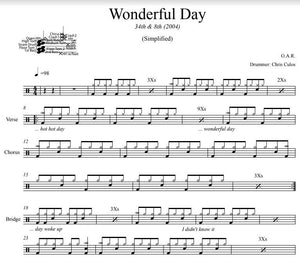 Wonderful Day - O.A.R. - Simplified Drum Transcription / Drum Sheet Music - DrumSetSheetMusic.com