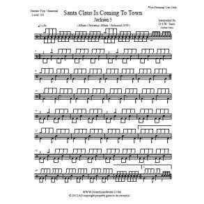 Santa Claus Is Comin' to Town - The Jackson 5 - Full Drum Transcription / Drum Sheet Music - DrumScoreWorld.com