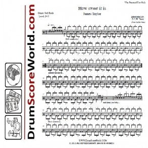 How Sweet It Is - James Taylor - Full Drum Transcription / Drum Sheet Music - DrumScoreWorld.com