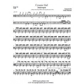 Cosmic Girl - Jamiroquai - Full Drum Transcription / Drum Sheet Music - DrumScoreWorld.com