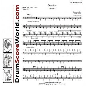 Domino - Jessie J - Full Drum Transcription / Drum Sheet Music - DrumScoreWorld.com