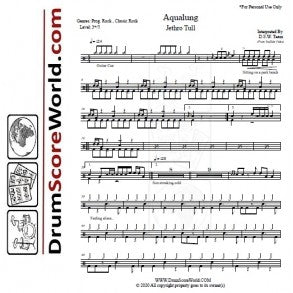 Aqualung - Jethro Tull - Full Drum Transcription / Drum Sheet Music - DrumScoreWorld.com