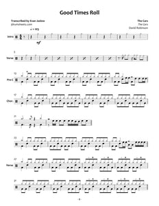 Good Times Roll - The Cars - Full Drum Transcription / Drum Sheet Music - Jaslow Drum Sheets