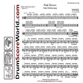 Pink Houses - John Mellencamp - Full Drum Transcription / Drum Sheet Music - DrumScoreWorld.com