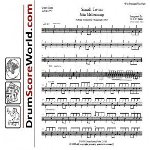 Small Town - John Mellencamp - Full Drum Transcription / Drum Sheet Music - DrumScoreWorld.com