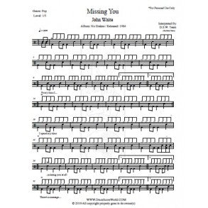 Missing You - John Waite - Full Drum Transcription / Drum Sheet Music - DrumScoreWorld.com