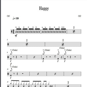 Happy (feat. Derek Martin) - C2C - Full Drum Transcription / Drum Sheet Music - Hugo Fonti