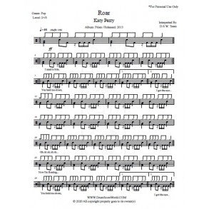 Roar - Katy Perry - Full Drum Transcription / Drum Sheet Music - DrumScoreWorld.com