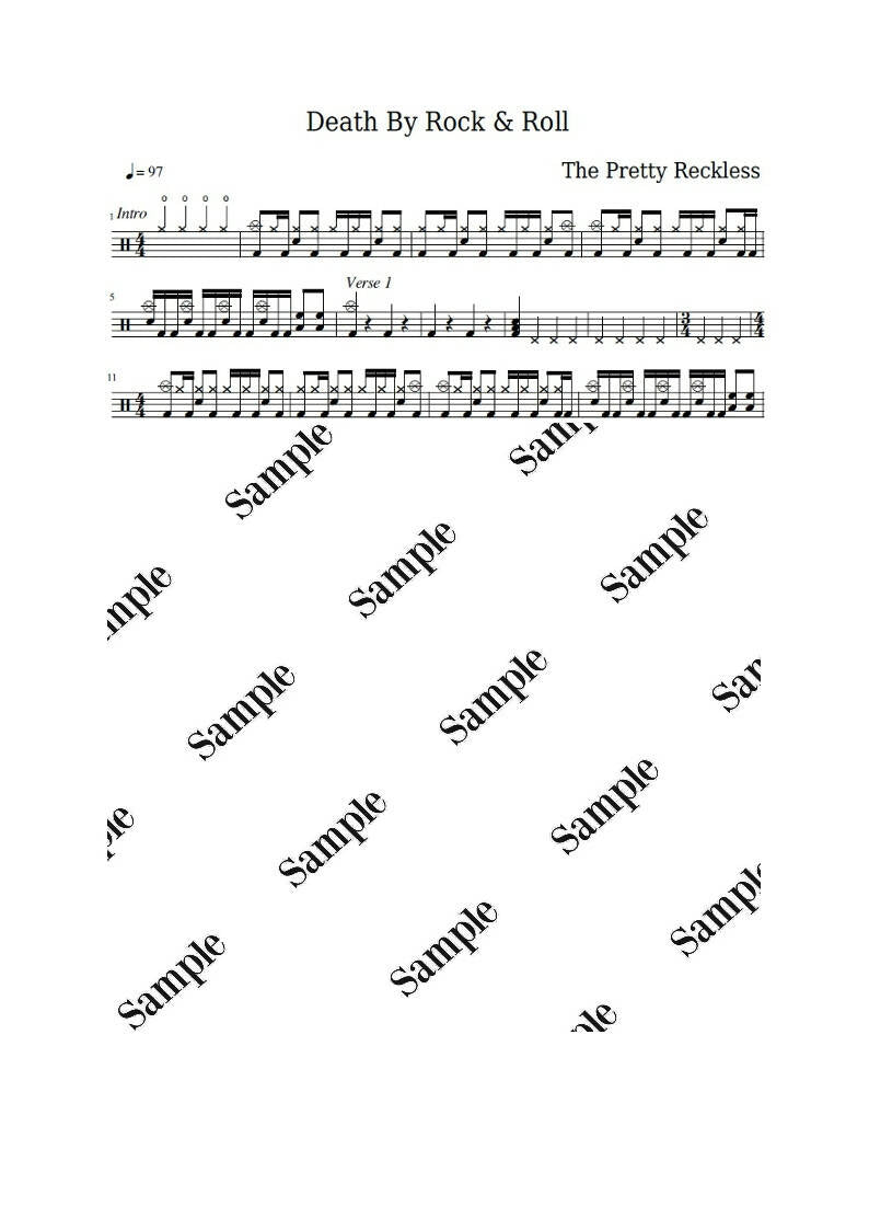Death By Rock And Roll - The Pretty Reckless - Full Drum Transcription / Drum Sheet Music - KiwiDrums
