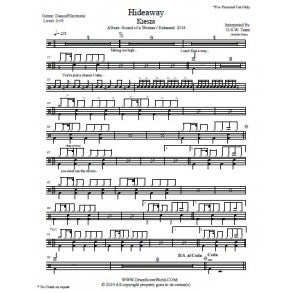Hideaway - Kiesza - Full Drum Transcription / Drum Sheet Music - DrumScoreWorld.com