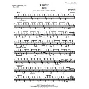Forever - Kiss - Full Drum Transcription / Drum Sheet Music - DrumScoreWorld.com
