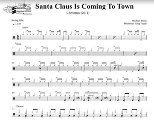 Santa Claus Is Coming to Town - Michael Bublé - Full Drum Transcription / Drum Sheet Music - DrumSetSheetMusic.com