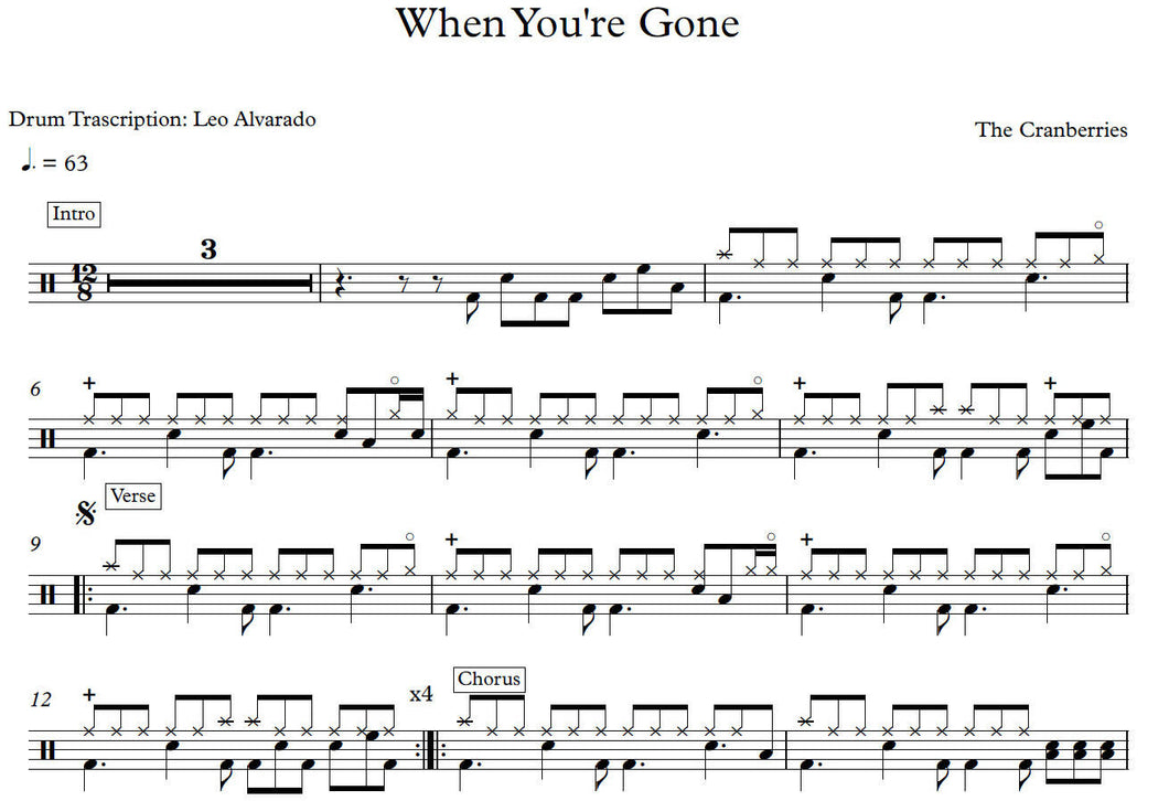 When You're Gone - The Cranberries - Full Drum Transcription / Drum Sheet Music - Leo Alvarado