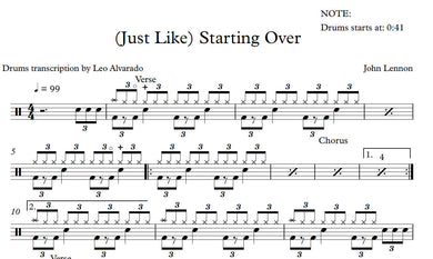 (Just Like) Starting Over - John Lennon - Full Drum Transcription / Drum Sheet Music - Leo Alvarado