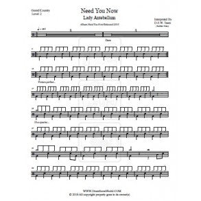 Need You Now - Lady Antebellum - Full Drum Transcription / Drum Sheet Music - DrumScoreWorld.com