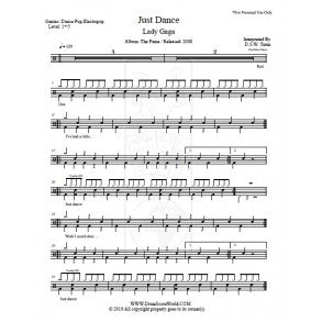 Just Dance (feat. Colby O' Donis) - Lady Gaga - Full Drum Transcription / Drum Sheet Music - DrumScoreWorld.com