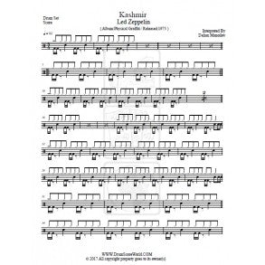 Kashmir - Led Zeppelin - Full Drum Transcription / Drum Sheet Music - DrumScoreWorld.com