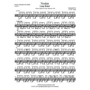 Nookie - Limp Bizkit - Full Drum Transcription / Drum Sheet Music - DrumScoreWorld.com